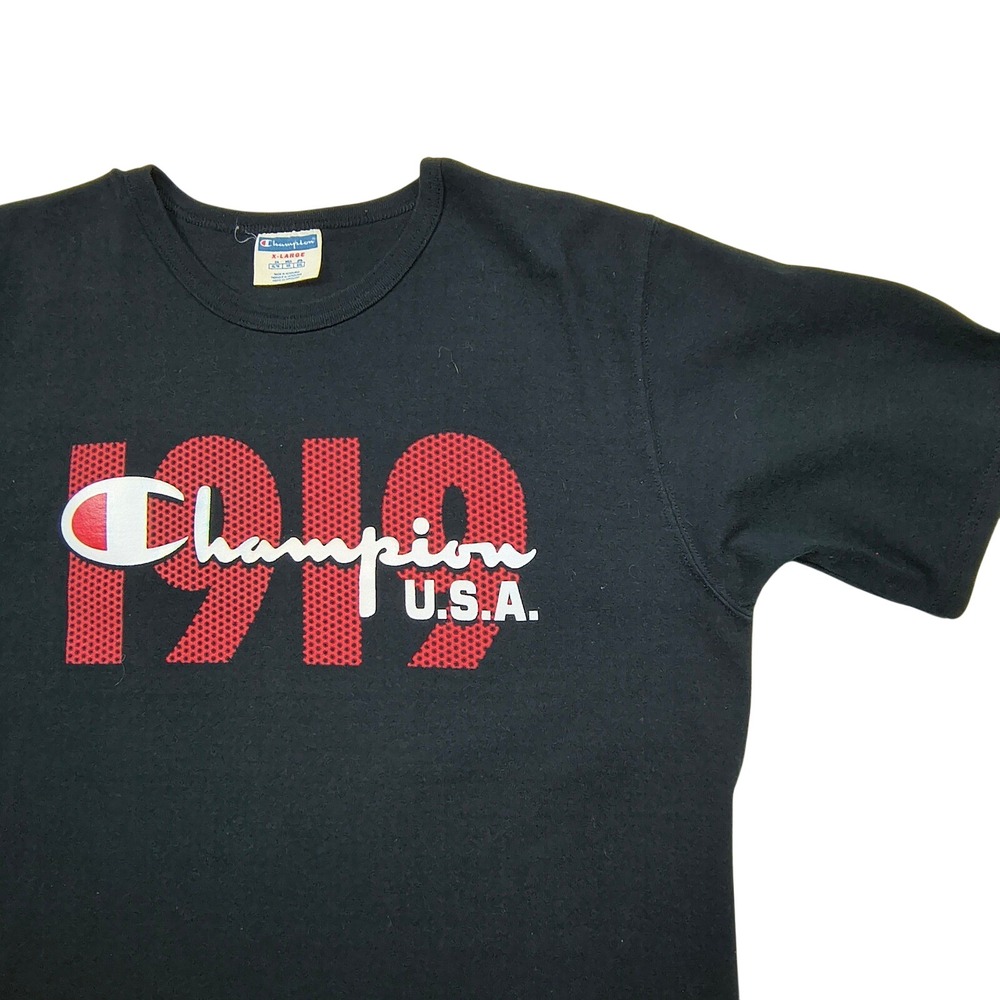 Champion‎ Mens 1919 Heritage Graphic T-Shirt Black XL GT19 Short Sleeve Tee